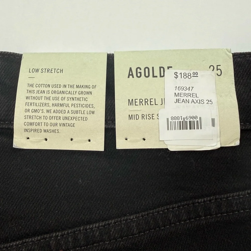 AGOLDE Merrel Mid Rise Straight Jeans Black Axis Wash Size 25 NWT - Picture 5 of 5